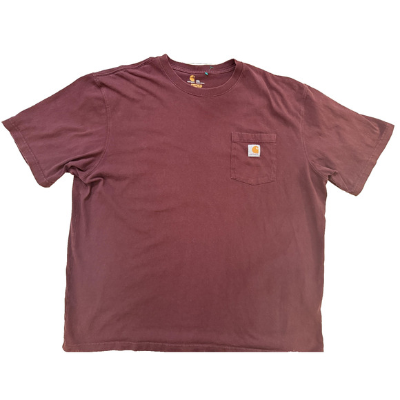 Carhartt TShirt Mens 2XL Burgundy Original Fit Pocket Workwear Heavyweight Tee - Picture 1 of 6